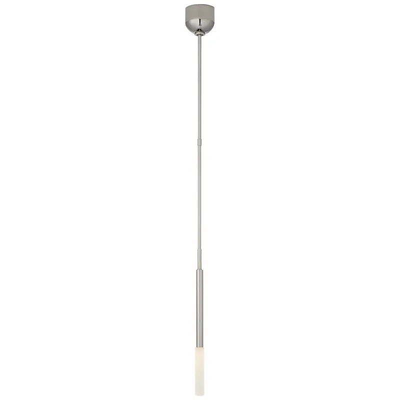 Kelly Wearstler Rousseau Single Pendant in Polished Nickel with Etched Crystal Ceiling Light W1.25"