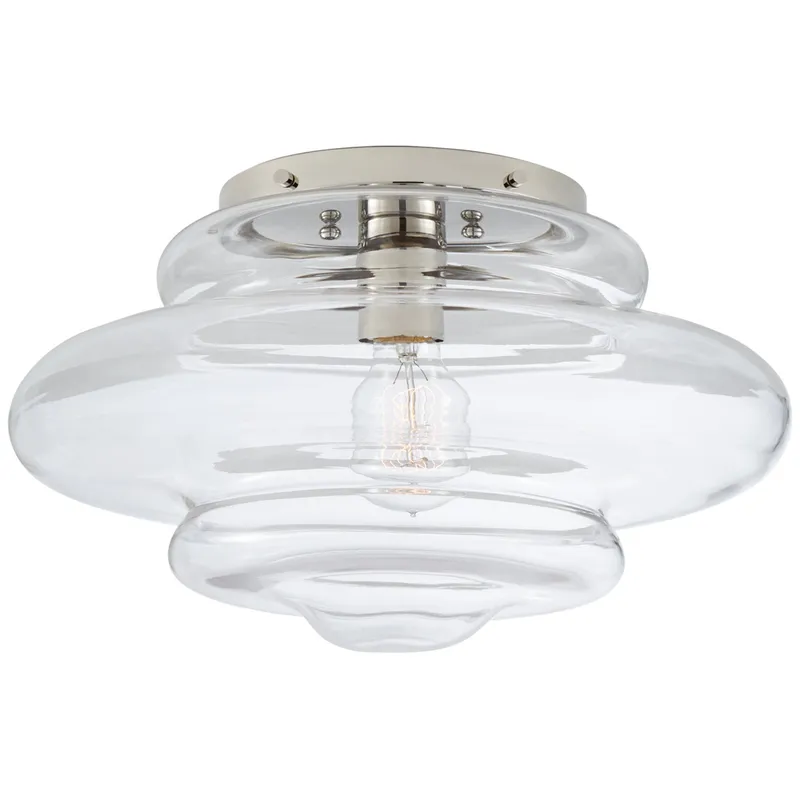 Kelly Wearstler Tableau Medium Flush Mount in Polished Nickel with Clear Glass Ceiling Light W15" x H8.75"
