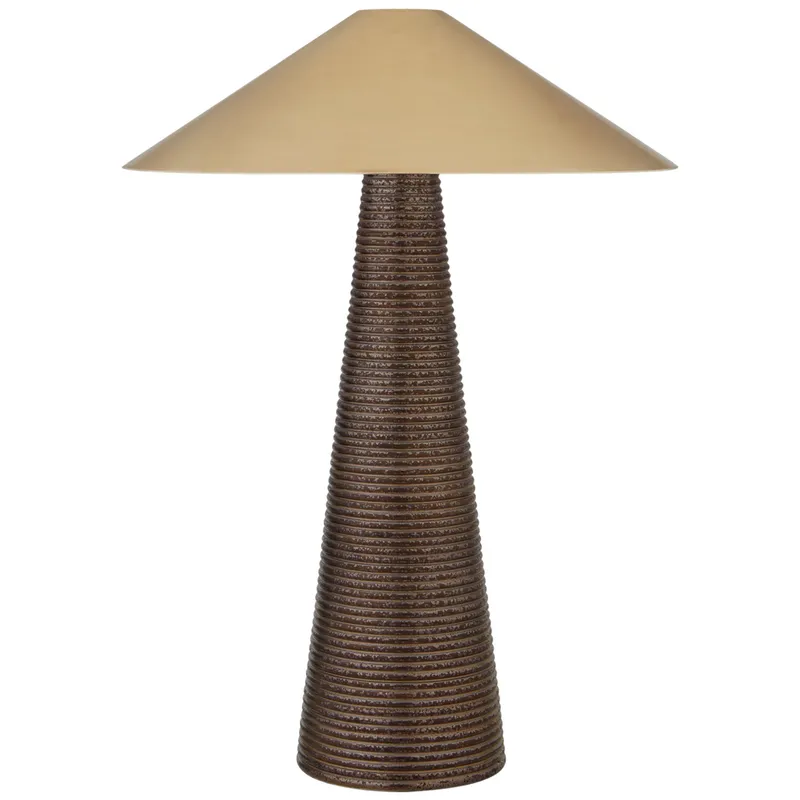 Kelly Wearstler Miramar Table Lamp in Crystal Bronze with Antique-Burnished Brass Shade W24" x H33"