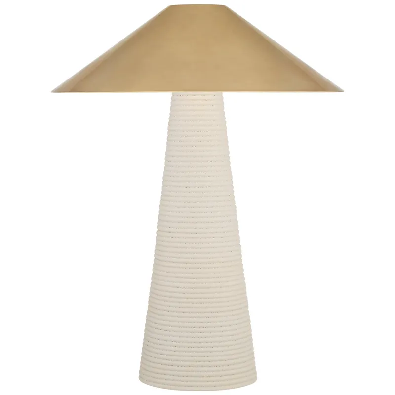 Kelly Wearstler Miramar Accent Lamp in Porous White with Antique-Burnished Brass Shade Table Lamp W16" x H21.25"