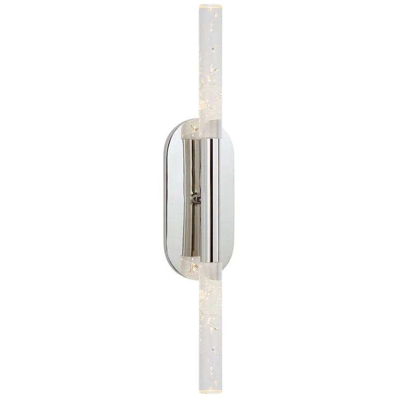 Kelly Wearstler Rousseau Medium Vanity Sconce in Polished Nickel with Seeded Glass Wall Light W4.25" x H22"