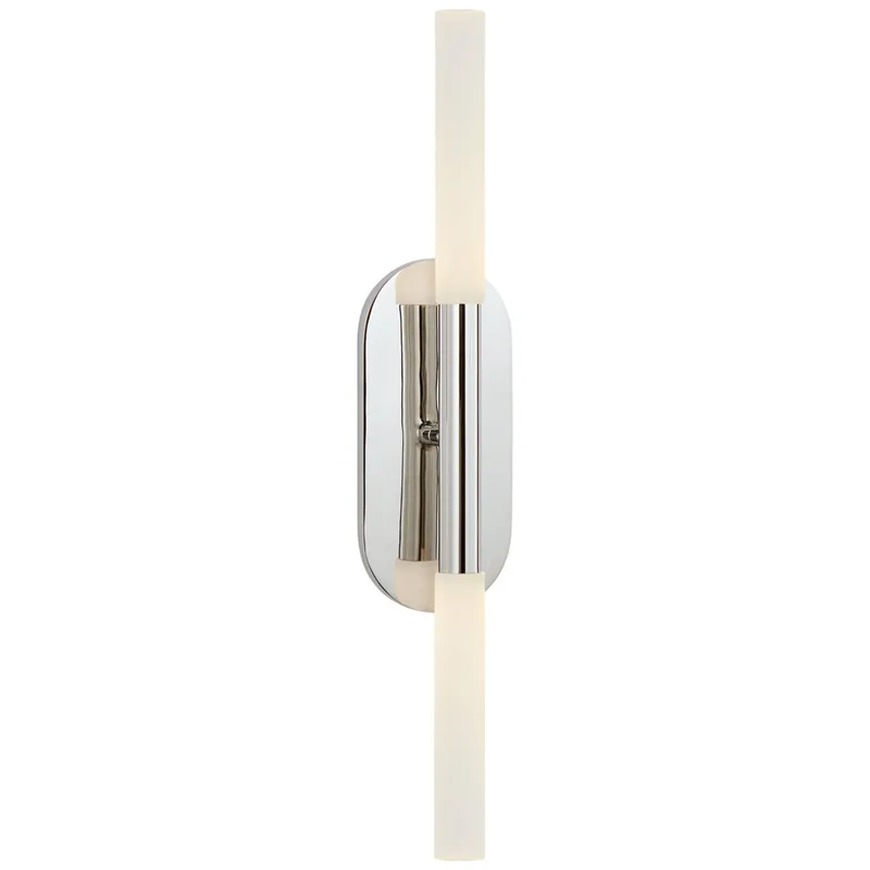 Kelly Wearstler Rousseau Medium Vanity Sconce in Polished Nickel with Etched Crystal Wall Light W4.25" x H22"