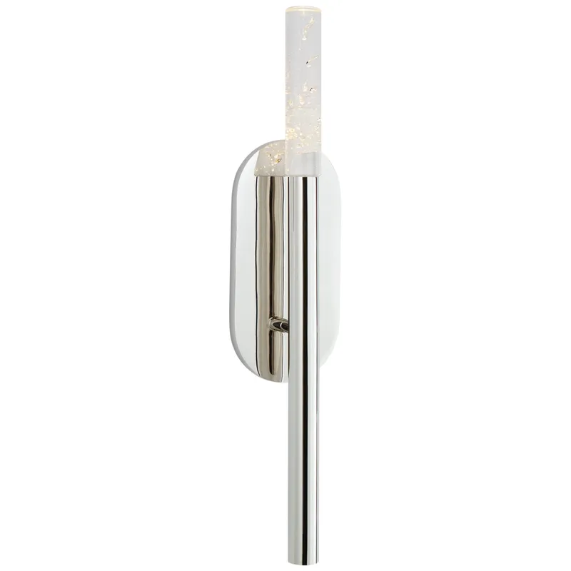 Kelly Wearstler Rousseau Medium Bath Sconce in Polished Nickel with Seeded Glass Wall Light W4.25" x H20"
