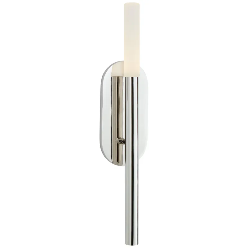 Kelly Wearstler Rousseau Medium Bath Sconce in Polished Nickel with Etched Crystal Wall Light W4.25" x H20"