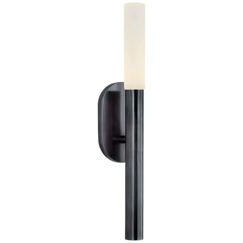 Kelly Wearstler Rousseau Small Bath Sconce in Bronze with Etched Crystal Wall Light W3" x H14"