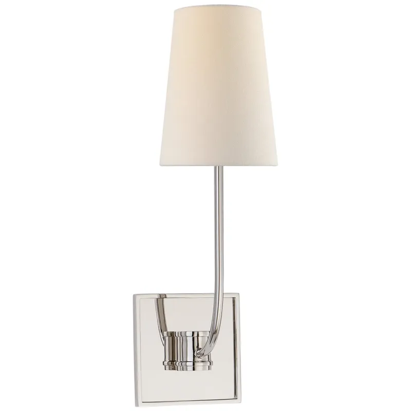 Chapman & Myers Venini Single Sconce in Polished Nickel with Linen Shade Wall Light W4.75" x H15.5"