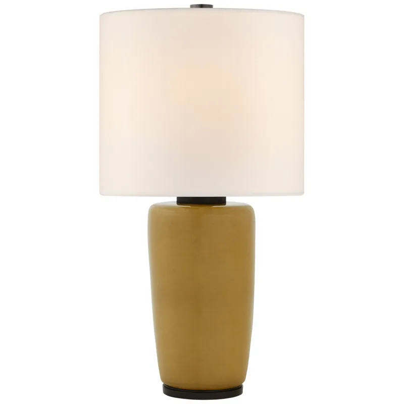 Barbara Barry Chado Large Table Lamp in Dark Moss with Linen Shade W15.75" x H31.25"