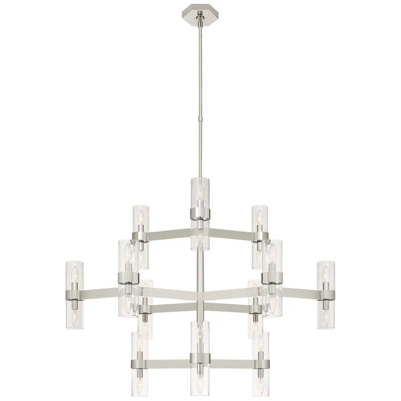 AERIN Margita Medium Chandelier in Polished Nickel with Clear Glass Ceiling Light W44.5"
