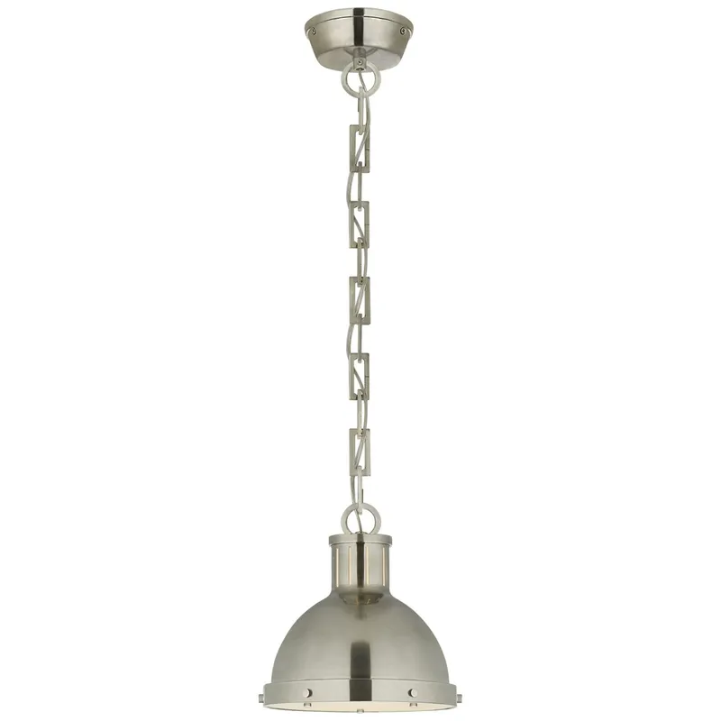Thomas O'Brien Hicks Small Pendant in Antique Nickel with Acrylic Diffuser Ceiling Light W8.75" x H9.25"