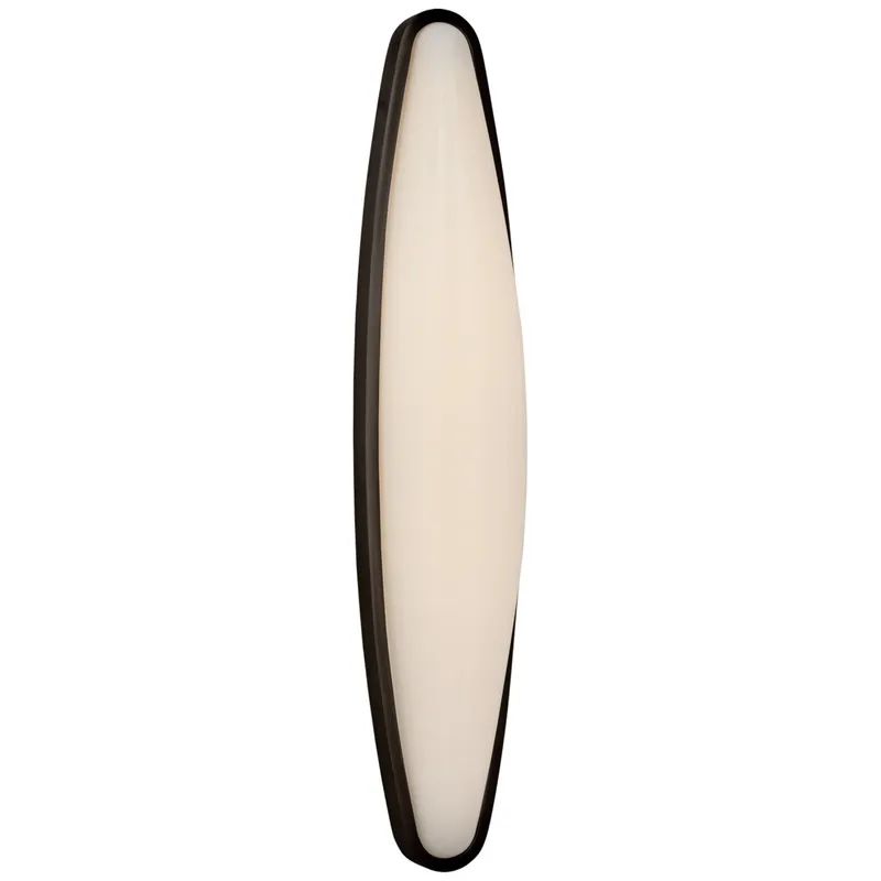 AERIN Ezra Large Bath Sconce in Bronze with White Glass Wall Light W4.75" x H24"
