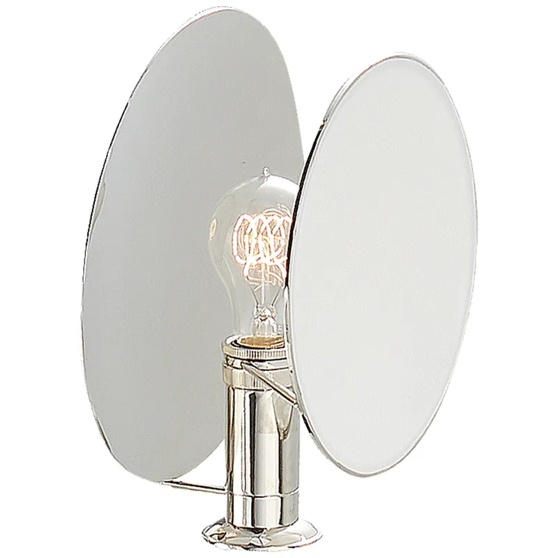 Thomas O'Brien Osiris Single Reflector Sconce in Polished Nickel with Linen Diffuser Wall Light W9.25" x H10.25"