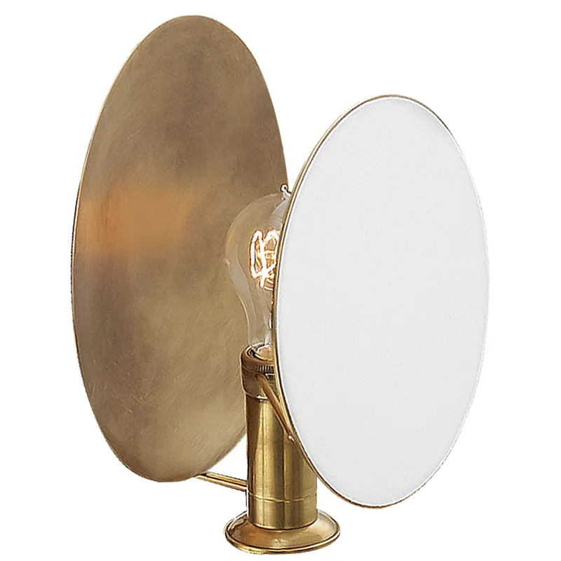 Thomas O'Brien Osiris Single Reflector Sconce in Hand-Rubbed Antique Brass with Linen Diffuser Wall Light W9.25" x H10.25"