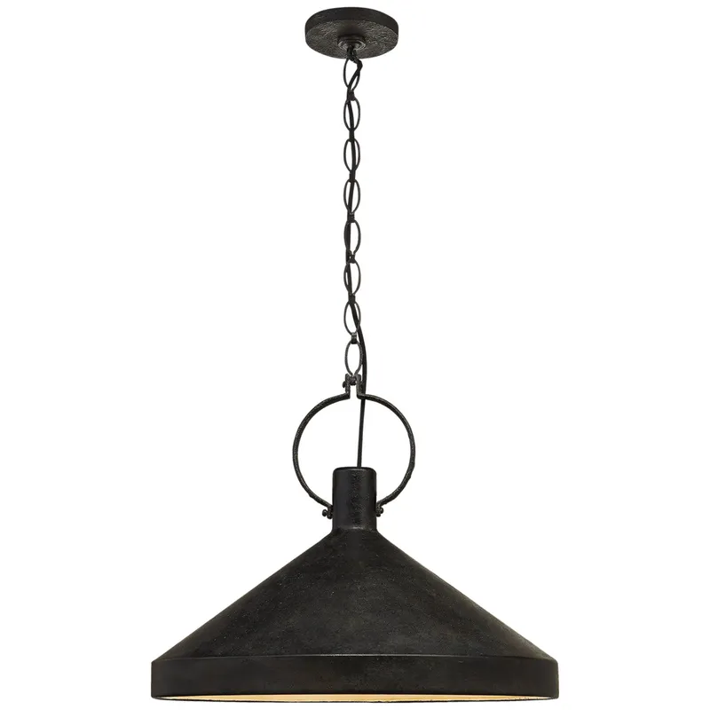 Suzanne Kasler Limoges Grande Pendant in Natural Rust with Aged Iron Shade Ceiling Light W24" x H19.75"