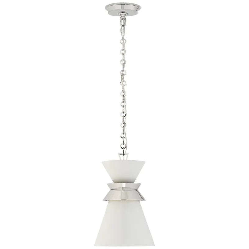 Chapman & Myers Alborg Small Stacked Pendant in Polished Nickel with Matte White Shade Ceiling Light W10" x H15"