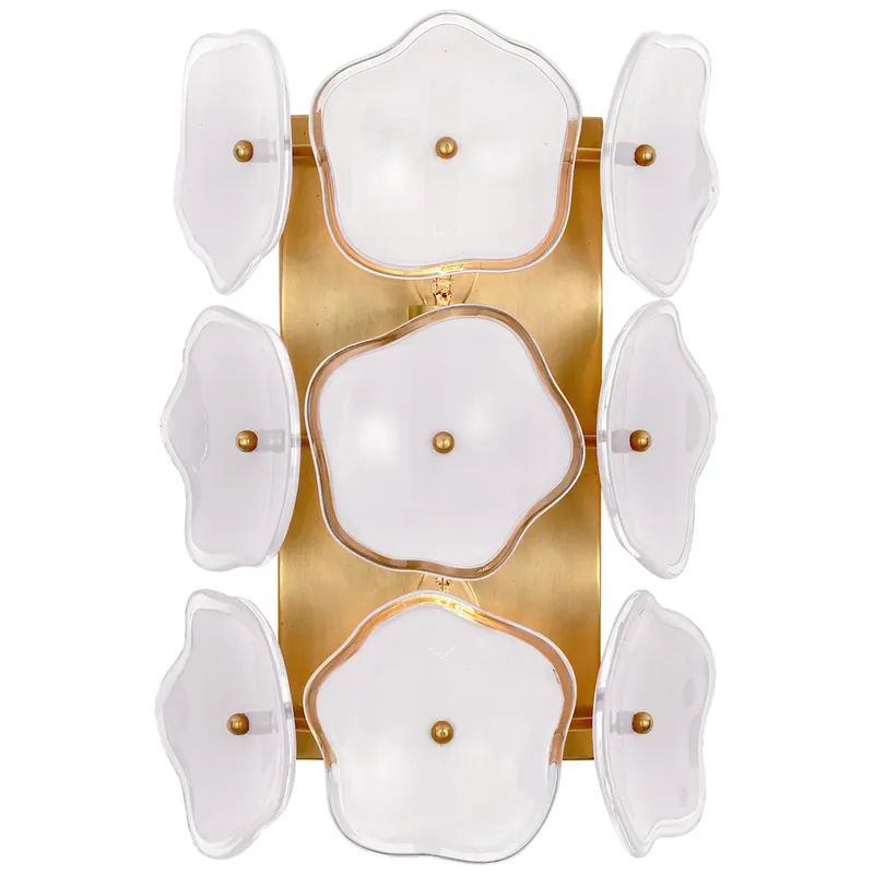 kate spade new york Leighton Small Sconce in Soft Brass with Cream Tinted Glass Wall Light W7.75" x H11.5"