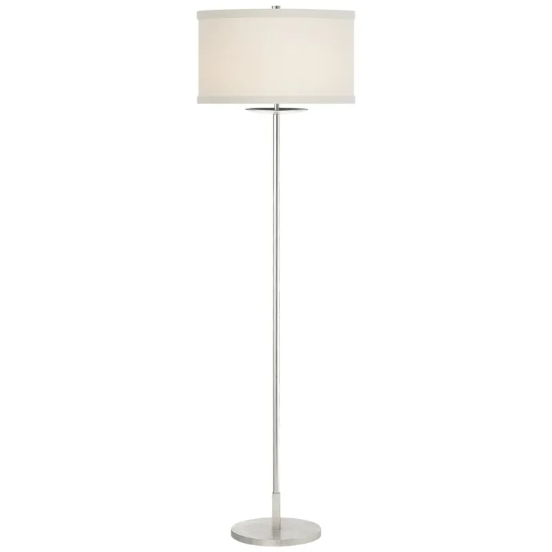 kate spade new york Walker Medium Floor Lamp in Burnished Silver Leaf with Cream Linen Shade W17" x H58"