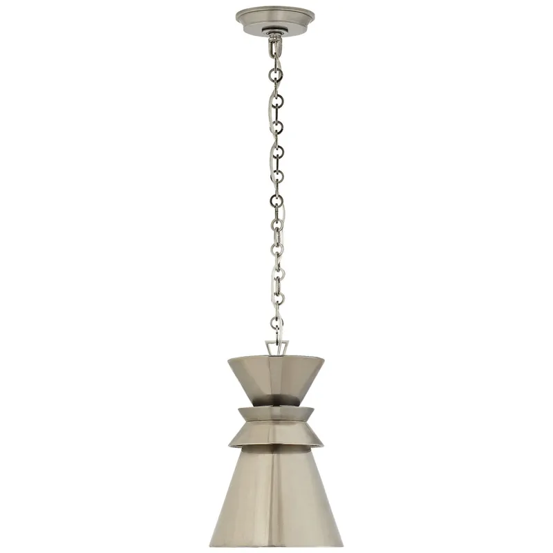 Chapman & Myers Alborg Small Stacked Pendant in Antique Nickel with Antique Nickel Shade Ceiling Light W10" x H15"