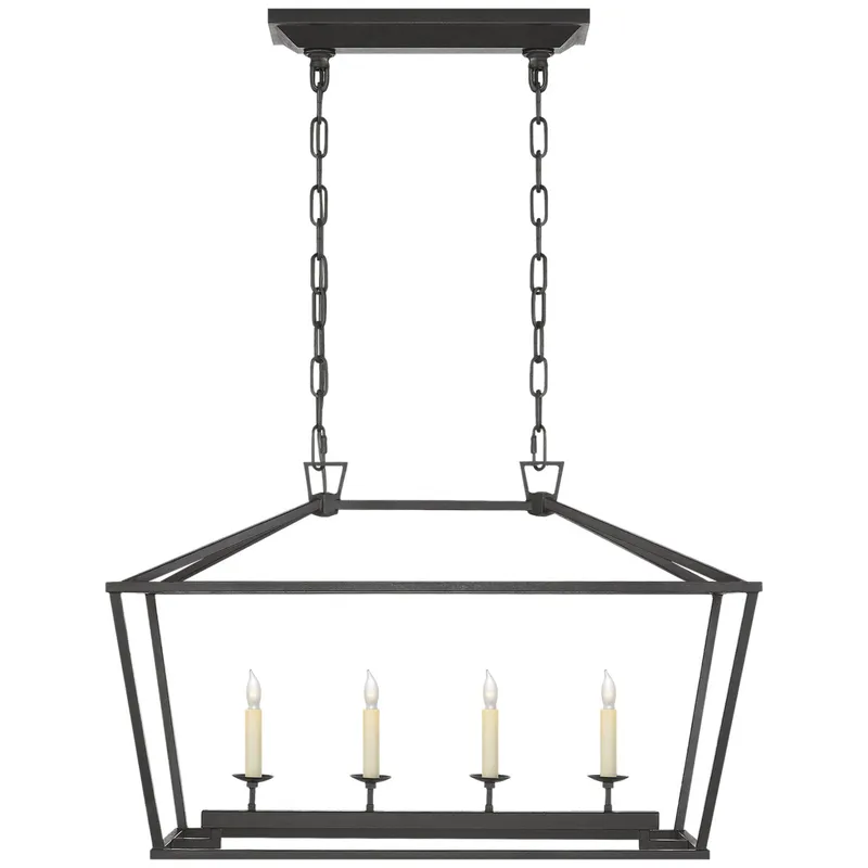 Chapman & Myers Darlana Small Linear Lantern in Aged Iron Ceiling Light W30" x 13" x H19"