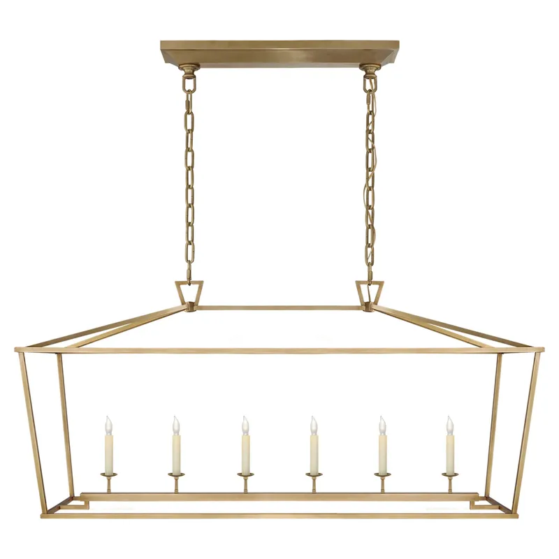 Chapman & Myers Darlana Large Linear Lantern in Antique- Burnished Brass Ceiling Light W54" x H25.75"