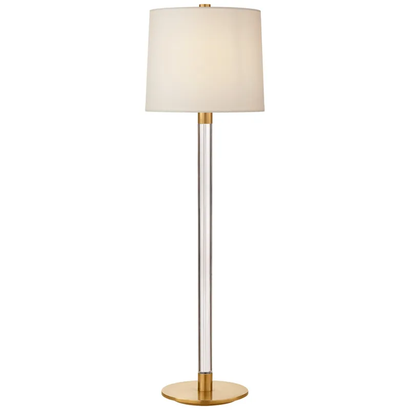 AERIN Riga Buffet Lamp in Crystal and Hand-Rubbed Antique Brass with Linen Shade Table Lamp W10" x H33"