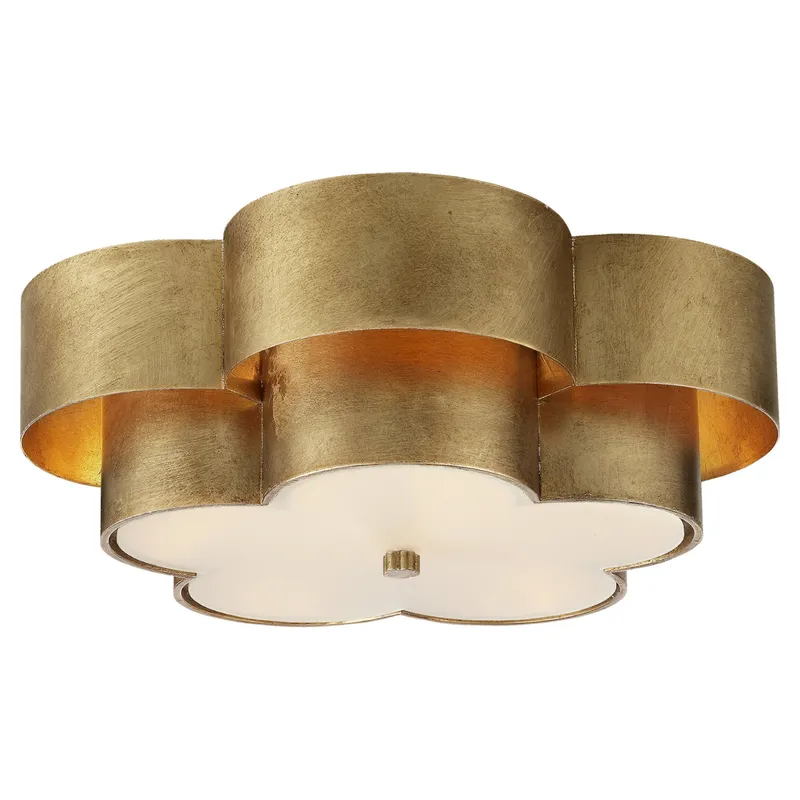 AERIN Arabelle Large Flush Mount in Gild with Frosted Acrylic Ceiling Light W19.5" x H8.25"