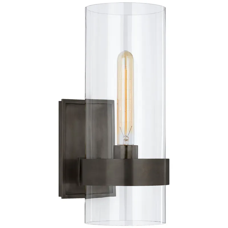 Ian K. Fowler Presidio Small Sconce in Bronze with Clear Glass Wall Light W5" x H14"