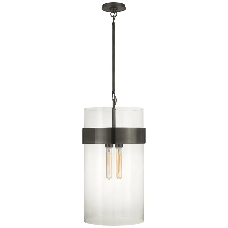Ian K. Fowler Presidio Medium Pendant in Bronze with Clear Glass Ceiling Light W12.5"