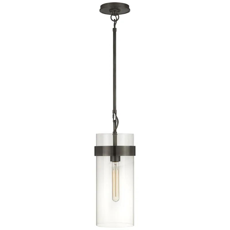 Ian K. Fowler Presidio Small Pendant in Bronze with Clear Glass Ceiling Light W6.5"