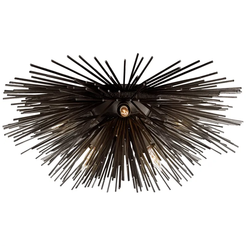 Kelly Wearstler Strada Small Flush Mount in Aged Iron Ceiling Light W18.75" x H8"