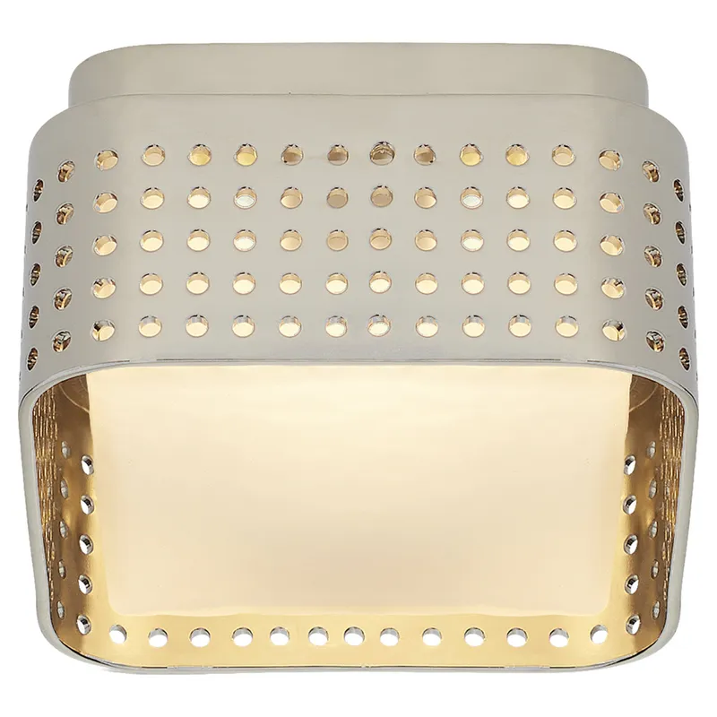 Kelly Wearstler Precision 4.5" Solitaire Flush Mount in Polished Nickel with Clouded Glass Ceiling Light W4.5" x H2.5"