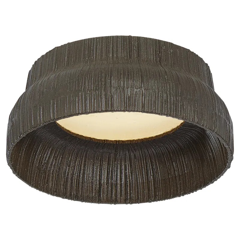 Kelly Wearstler Utopia 5" Solitaire Flush Mount in Aged Iron with Fractured Glass Trim Ceiling Light W5" x H2"
