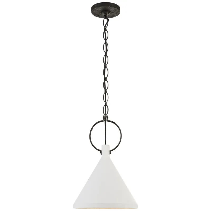 Suzanne Kasler Limoges Medium Pendant in Natural Rust with Plaster White Shade Ceiling Light W14.25"
