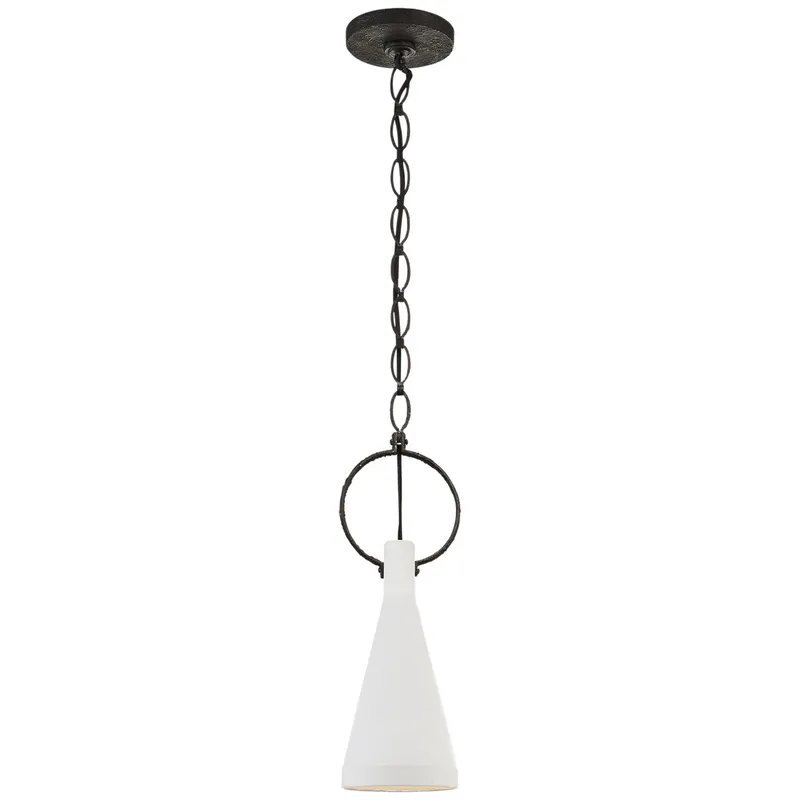 Suzanne Kasler Limoges Small Pendant in Natural Rust with Plaster White Shade Ceiling Light W6.75"