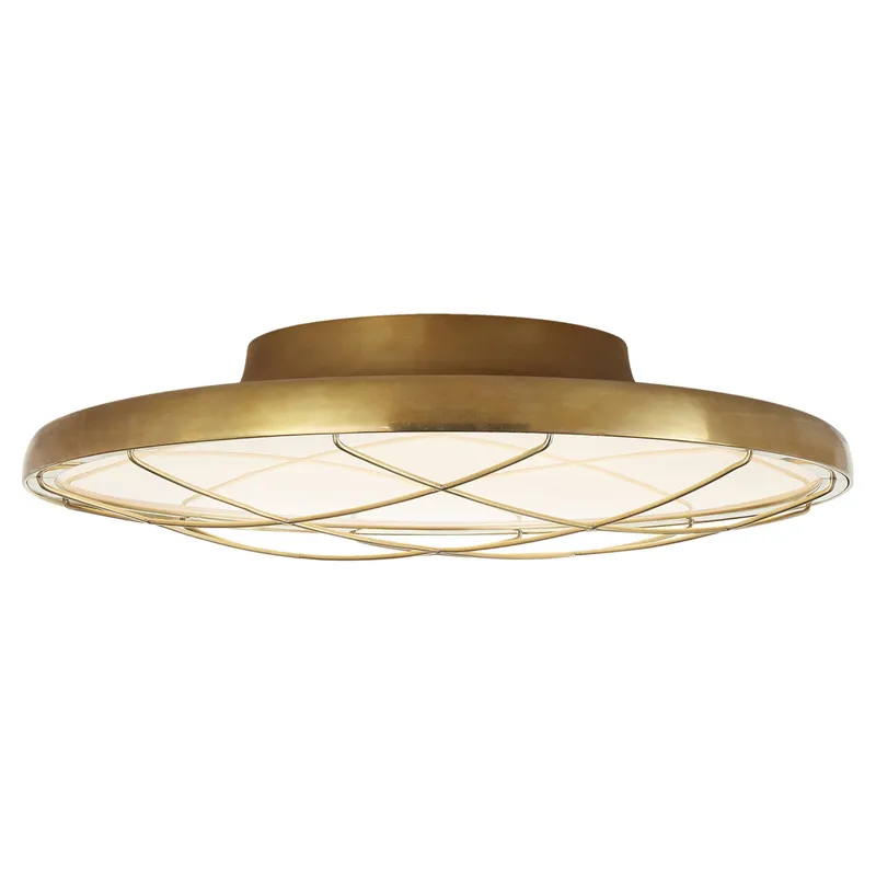 Peter Bristol Dot 13" Caged Flush Mount in Natural Brass Ceiling Light W13.75" x H3.5"