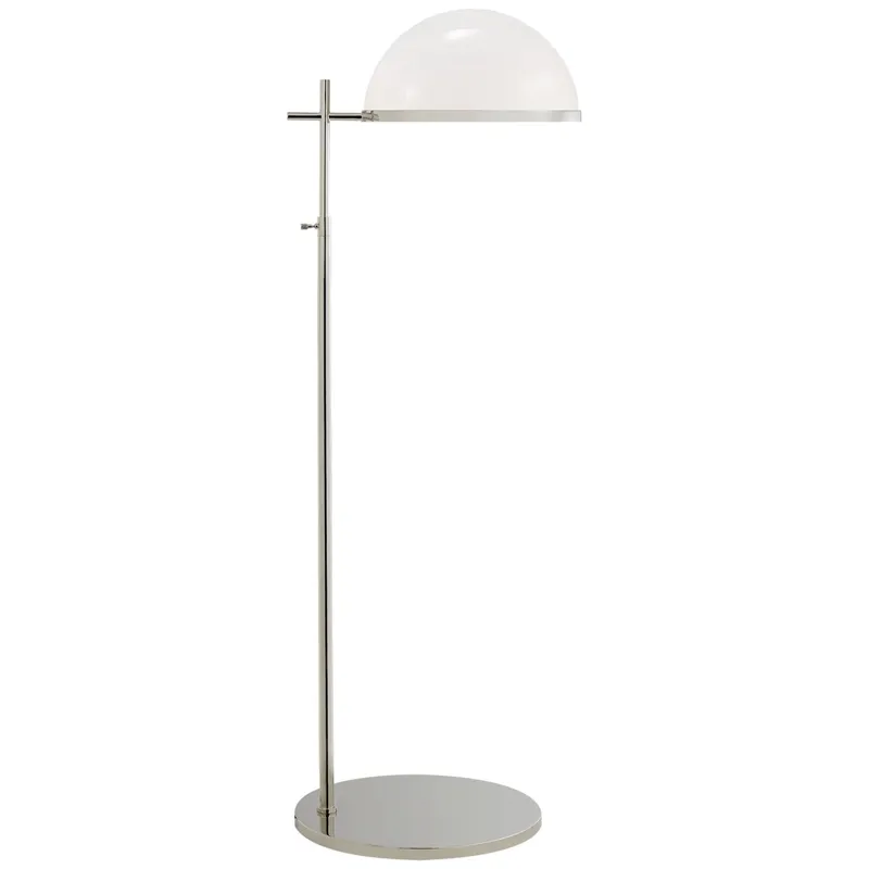 Kelly Wearstler Dulcet Medium Pharmacy Floor Lamp in Polished Nickel with White Glass W15" x H43.5" - 54.5"