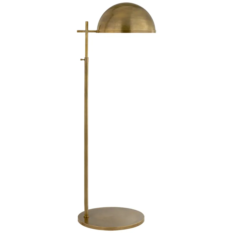 Kelly Wearstler Dulcet Medium Pharmacy Floor Lamp in Antique-Burnished Brass with Antique-Burnished Brass Shade W15" x H43.5" - 54.5"