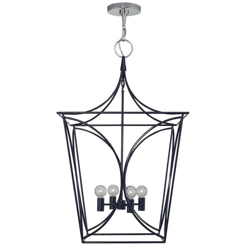 kate spade new york Cavanagh Medium Lantern in French Navy and Polished Nickel Ceiling Light W19"