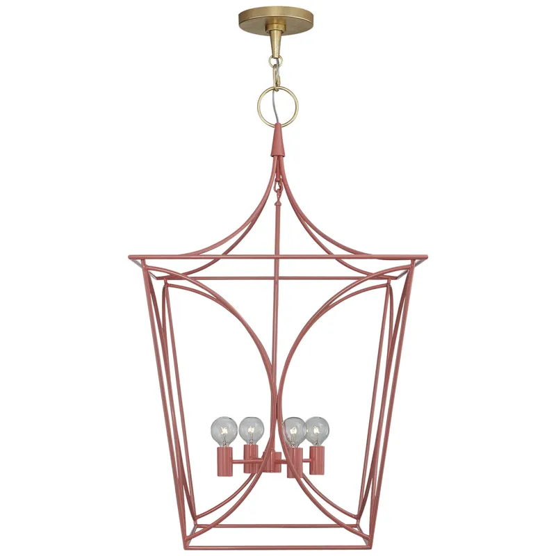 kate spade new york Cavanagh Medium Lantern in Coral and Gild Ceiling Light W19"