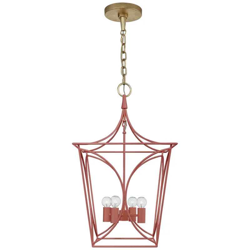 kate spade new york Cavanagh Small Lantern in Coral and Gild Ceiling Light W13.75"