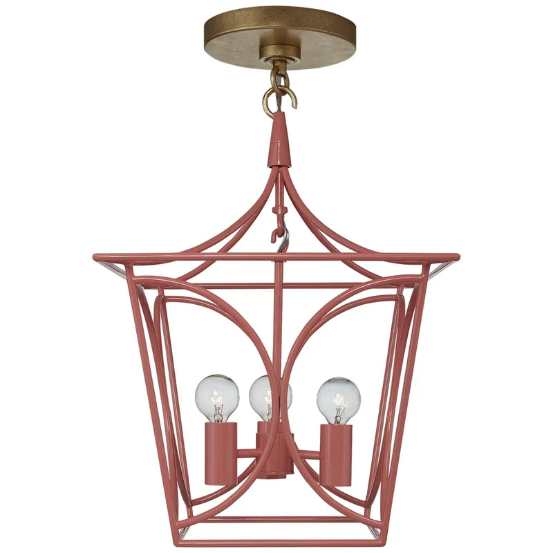 kate spade new york Cavanagh Mini Lantern in Coral and Gild Ceiling Light W11.5"