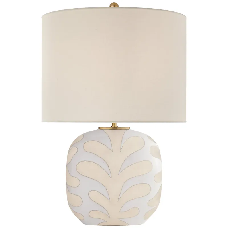 kate spade new york Parkwood Medium Table Lamp in Natural Bisque and New White with Linen Shade W15" x H23.75"