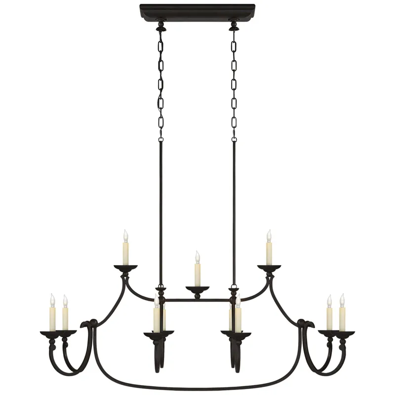 Chapman & Myers Flemish Large Linear Pendant in Aged Iron Ceiling Light W50"