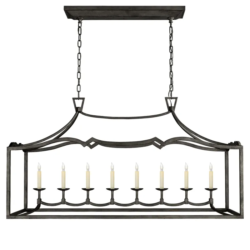 Chapman & Myers Fancy Darlana Large Linear Pendant in Aged Iron Ceiling Light W51.75"