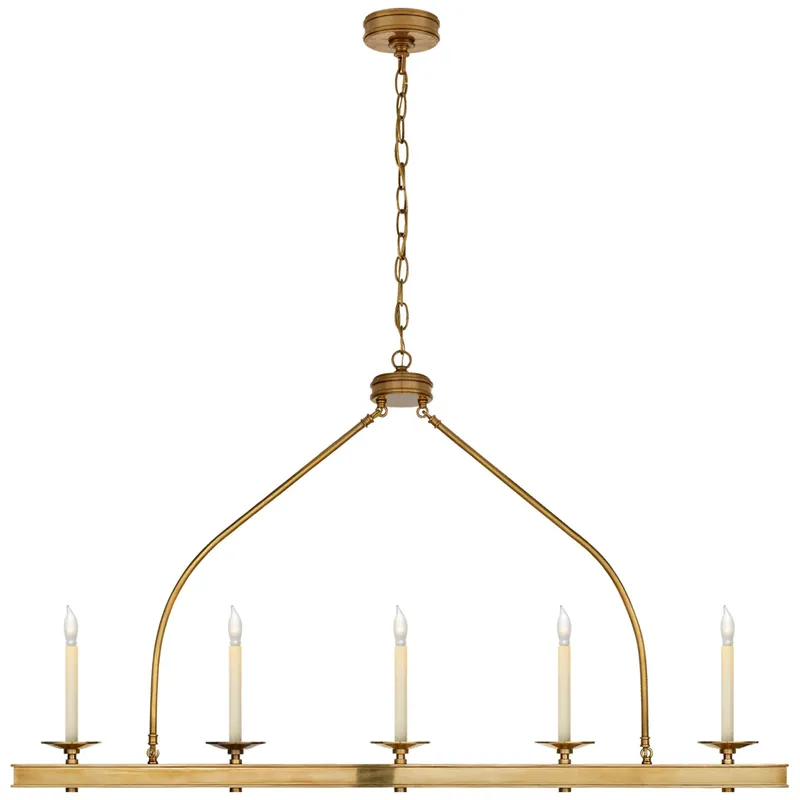 Chapman & Myers Launceton Large Linear Pendant in Antique-Burnished Brass Ceiling Light W52"