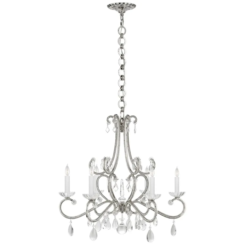 AERIN Montmartre Medium Chandelier in Polished Nickel with Crystal Ceiling Light W30"