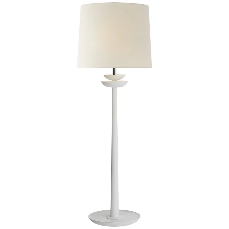 AERIN Beaumont Medium Buffet Lamp in White with Linen Shade Table Lamp W10" x H30"