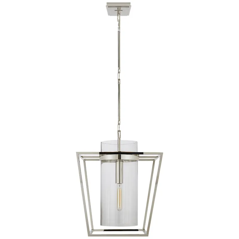 Ian K. Fowler Presidio Small Lantern in Polished Nickel with Clear Glass Ceiling Light W18"