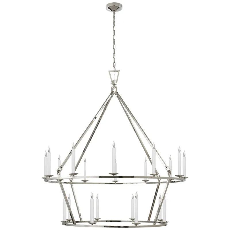 Chapman & Myers Darlana Extra Large Two-Tier Chandelier in Polished Nickel Ceiling Light W50" x H53.25"
