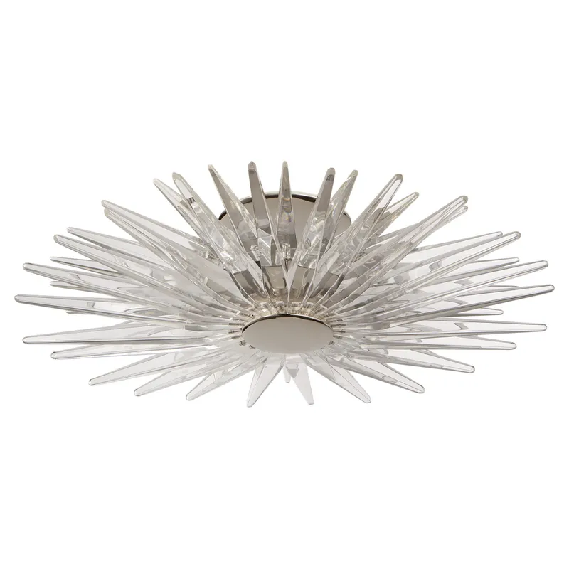 Chapman & Myers Quincy Small Flush Mount in Polished Nickel with Clear Acrylic Ceiling Light W17.25" x H3.75"