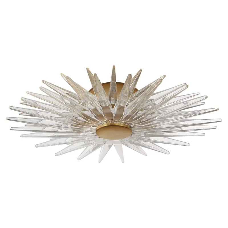 Chapman & Myers Quincy Small Flush Mount in Antique-Burnished Brass with Clear Acrylic Ceiling Light W17.25" x H3.75"